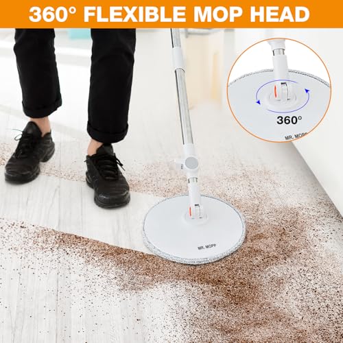 Spin Mop and Bucket Set with 360-Degree Swivel Microfiber Mop Head H714152