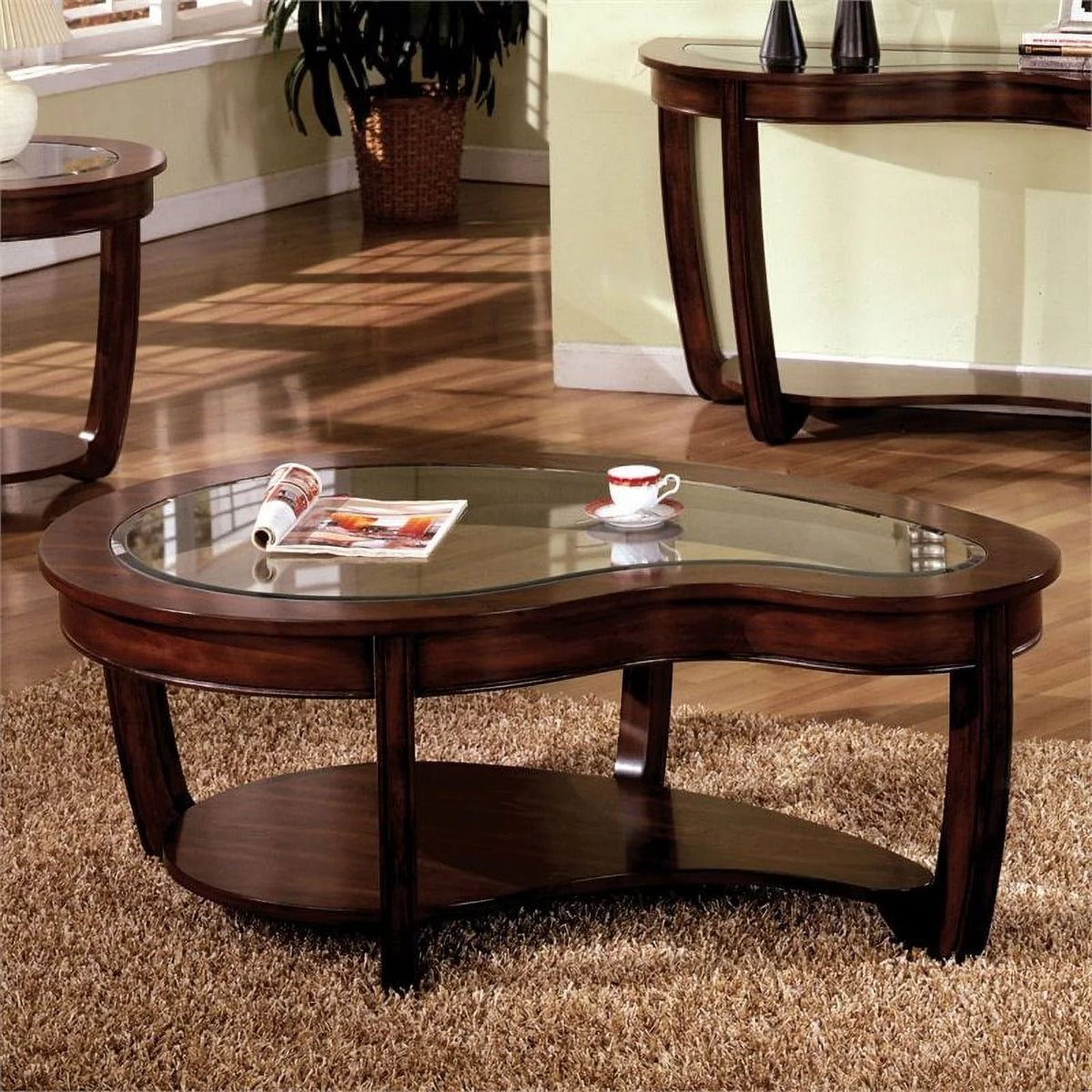 Solid Wood 1-Shelf Coffee Table in Dark Cherry H2575