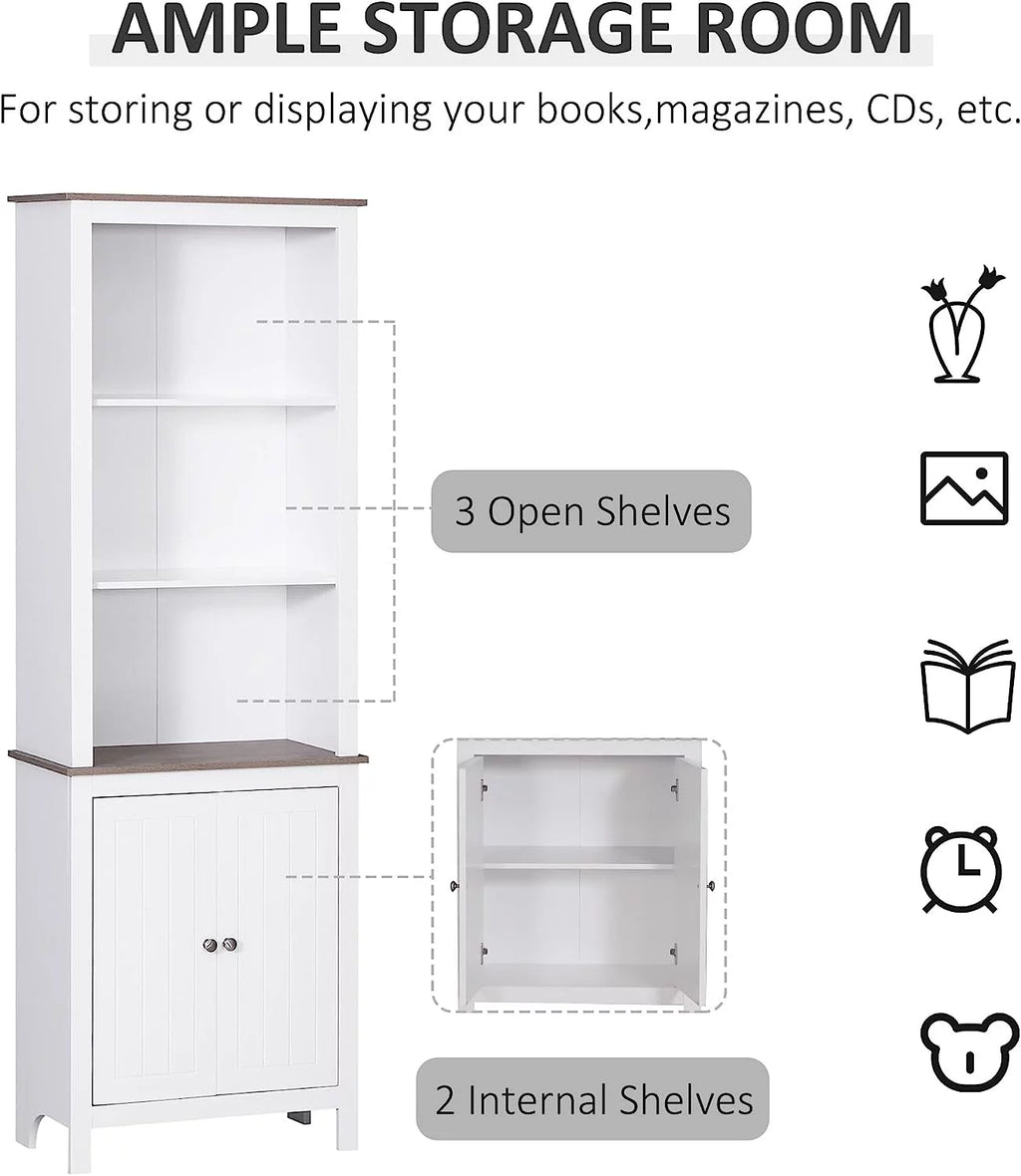 White 3-Tier Double Door Storage Cabinet E59939