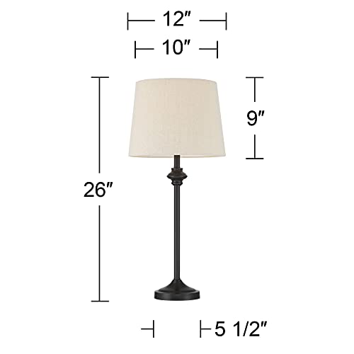 Set of 2 Dark Bronze Brown Metal Table Lamps Y58212