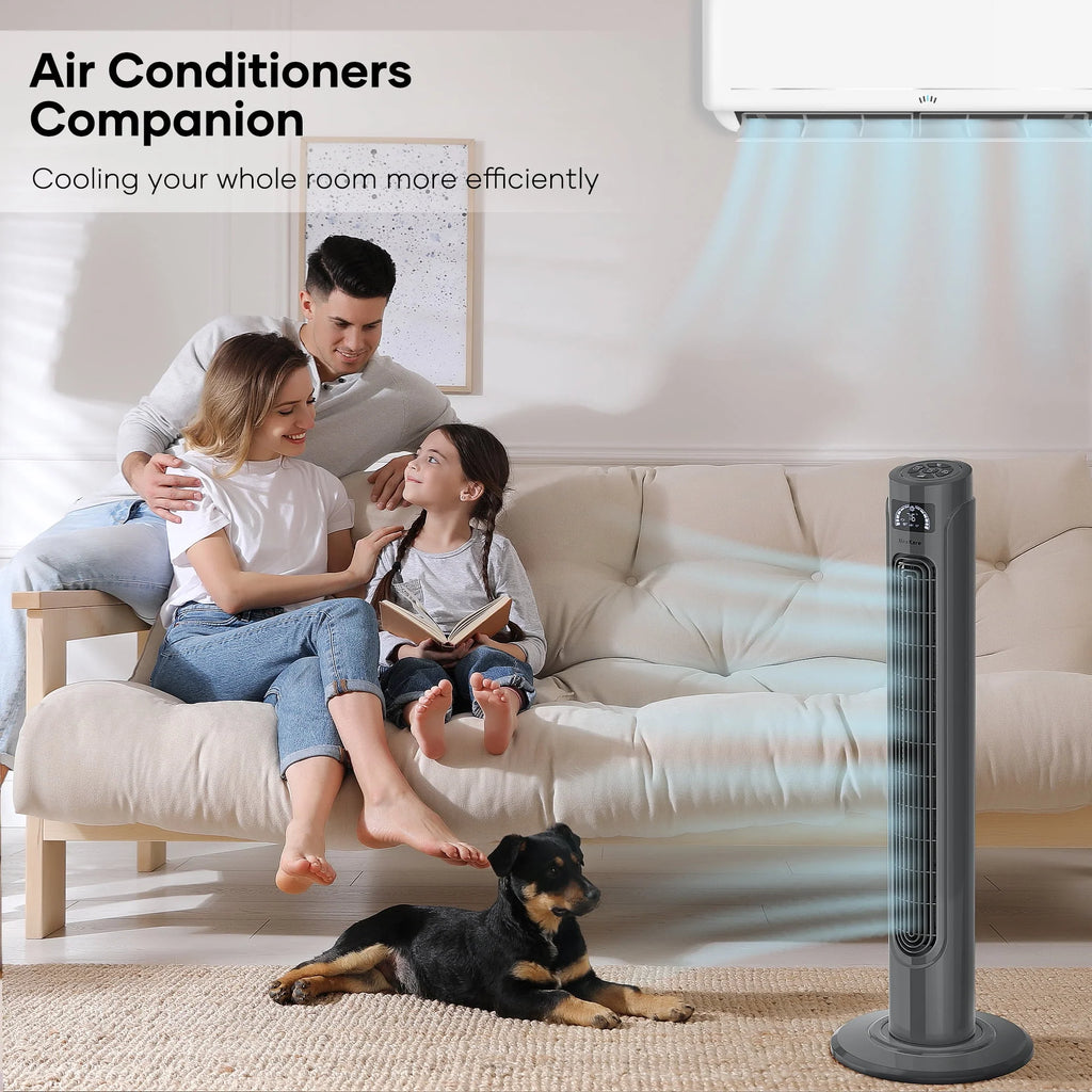 36 Tower Fan with Remote, 3 Speeds 3 Modes 15H Timer, 90° Oscillating, Grey S81923