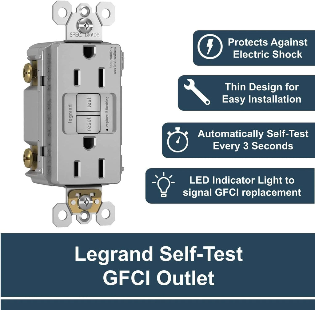 Gray 15 Amp 125 Volt Self-Test GFCI Outlet G2567
