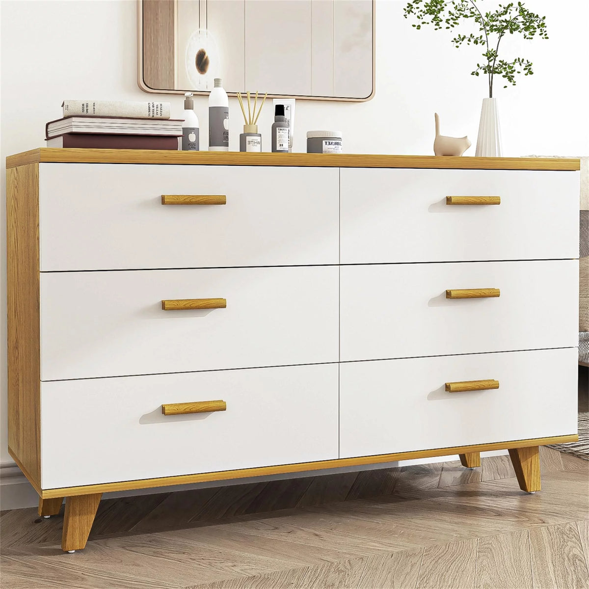 White Wood 6 Drawer Dresser I2920