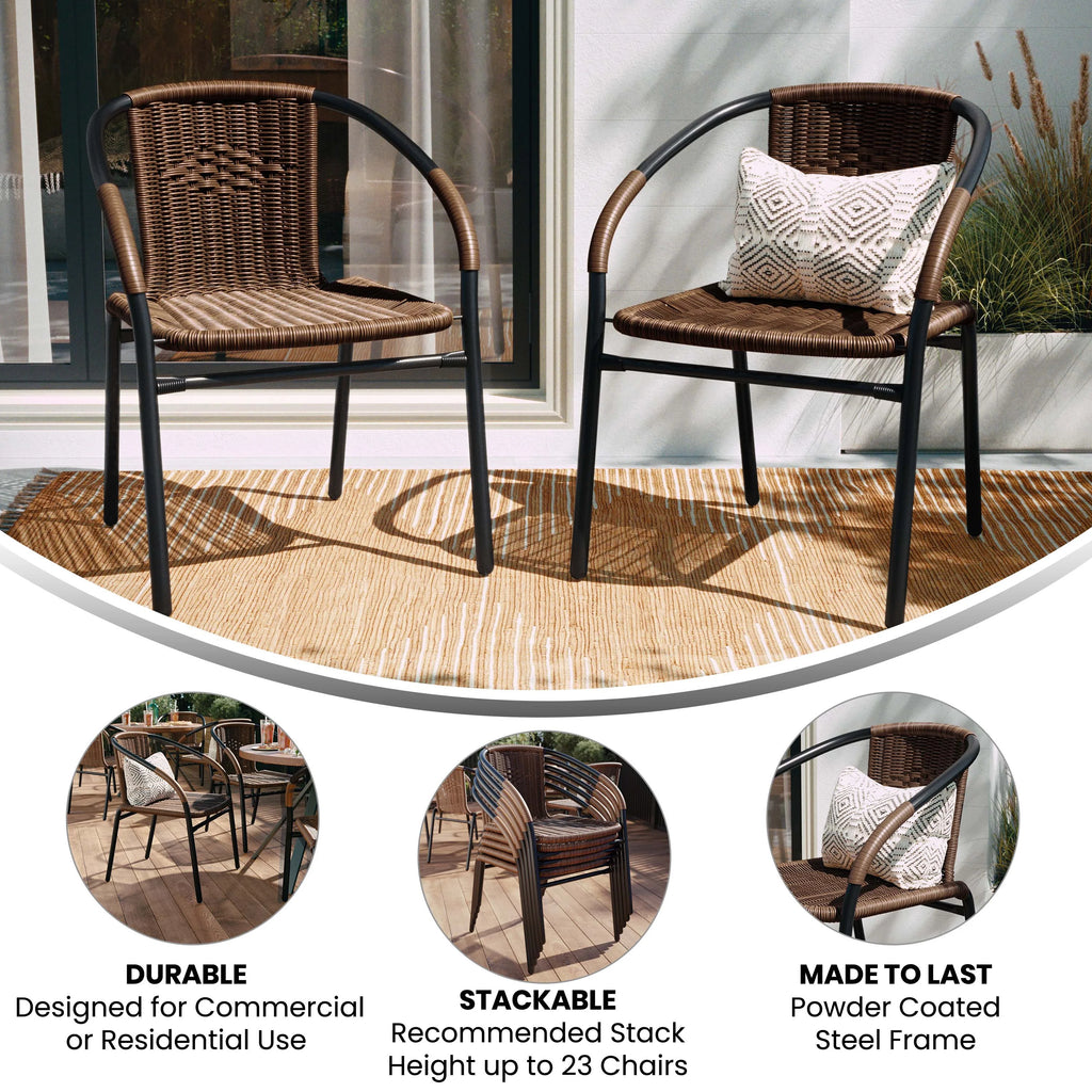 Medium Brown Rattan Stack Chair U491