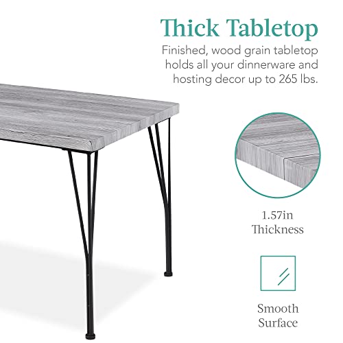 5-Piece Metal and Wood Rectangular Dining Table Set with 4 Chairs Z88883