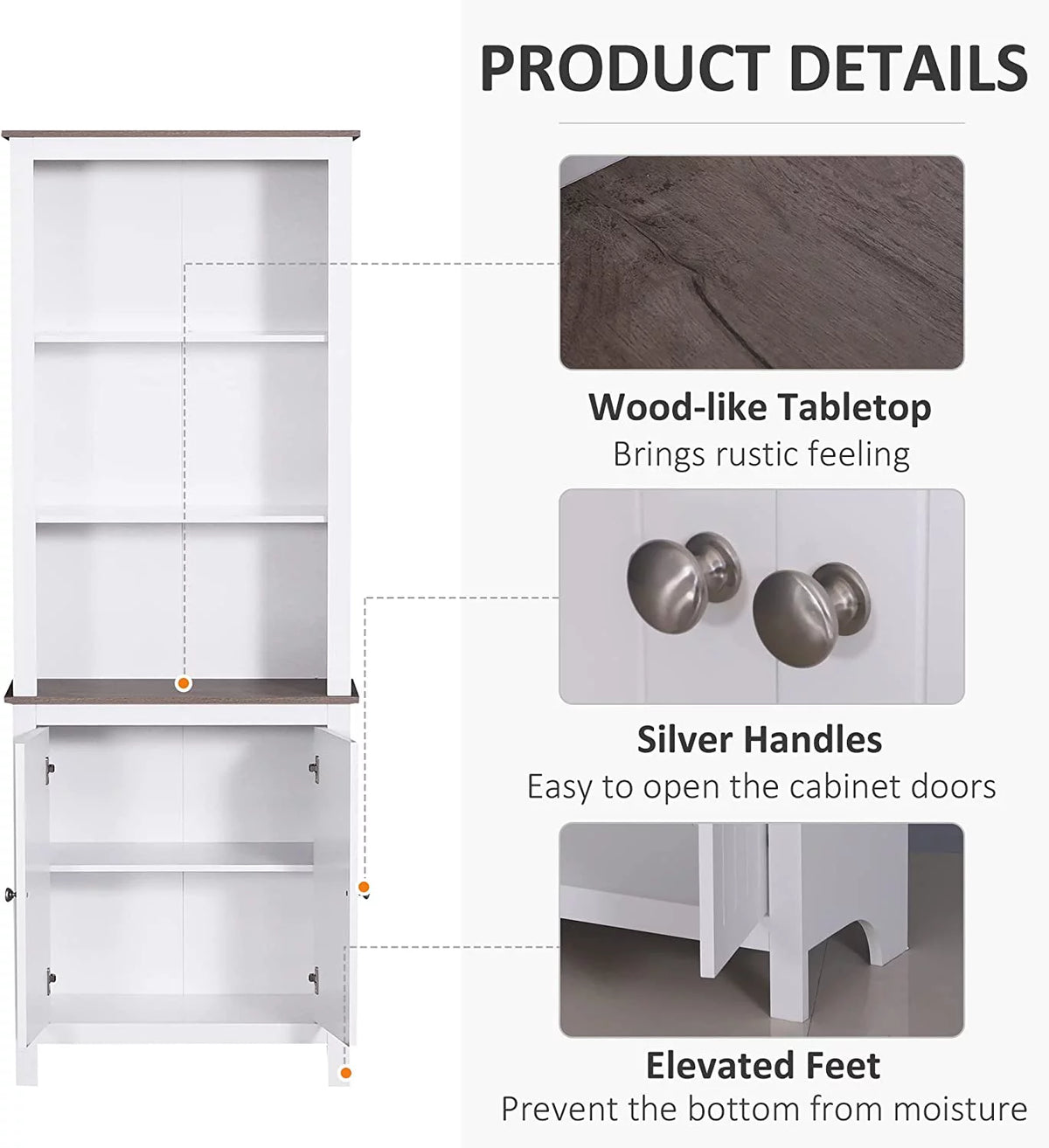White 3-Tier Double Door Storage Cabinet E59939