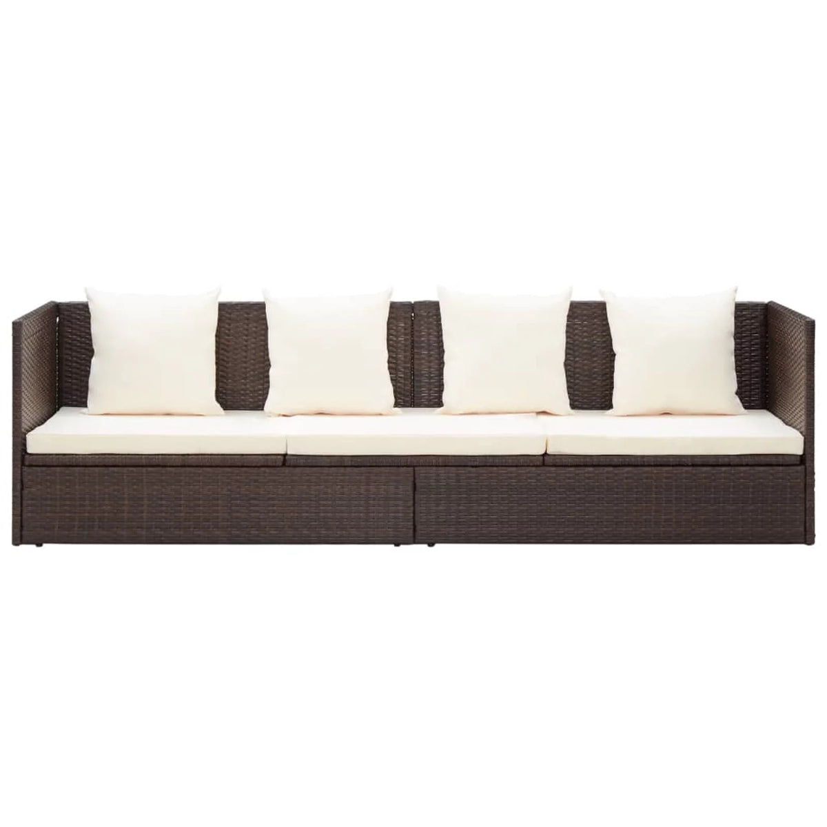 Outdoor Bed with Cushion Pillows Poly Rattan Brown F192933