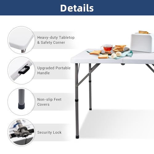 34" Black Folding HDPE Table with Carrying Handle E24459