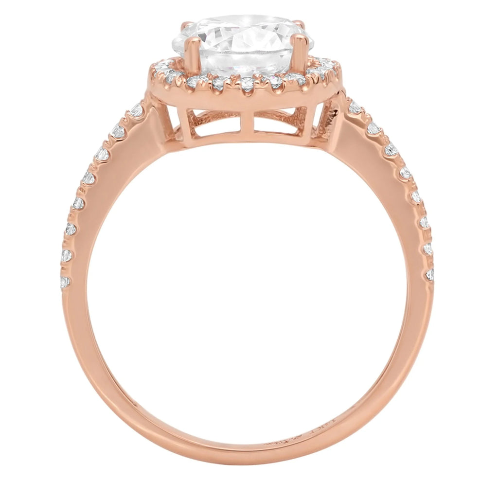 18k Rose Gold Halo Ring with Simulated Diamond Z3370