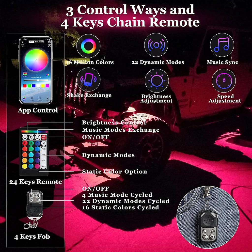 LED Rock Lights, 180 LEDs RGB IP68 Waterproof (12 Pods) B423833