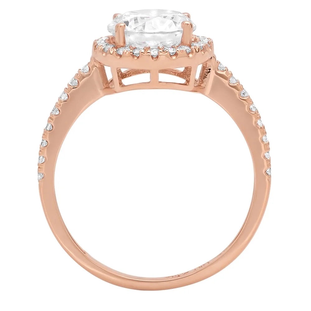 18k Rose Gold Halo Ring with Simulated Diamond Z3370