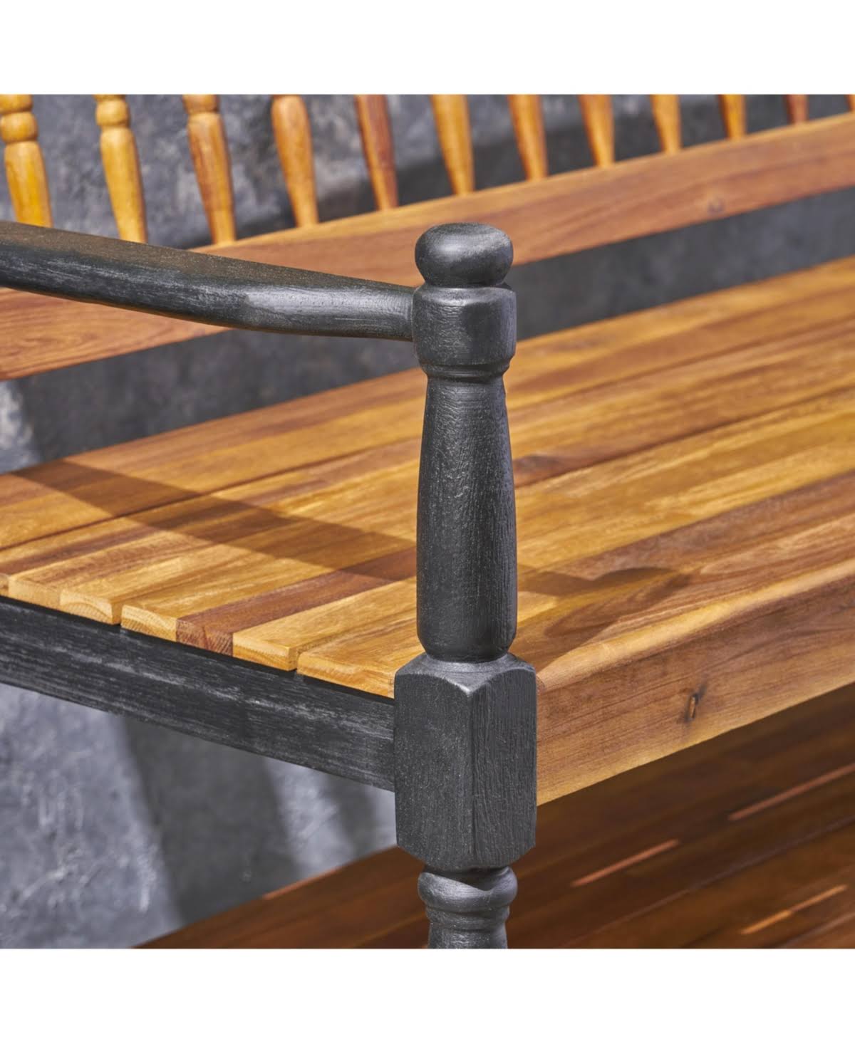 Rustic Acacia Wood Bench with Shelf Z47595