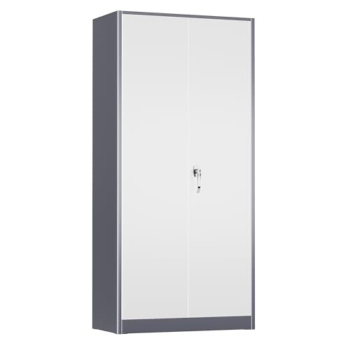 72" Black Lockable Metal Storage Cabinet with 4 Adjustable Shelves Z629