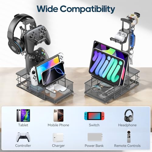 Aluminum Headphone Stand with Drawer and Cable Organizer O49795