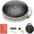 Green 15 Notes 14 Inches Steel Tongue Drum with Carrying Bag & Mallets W317
