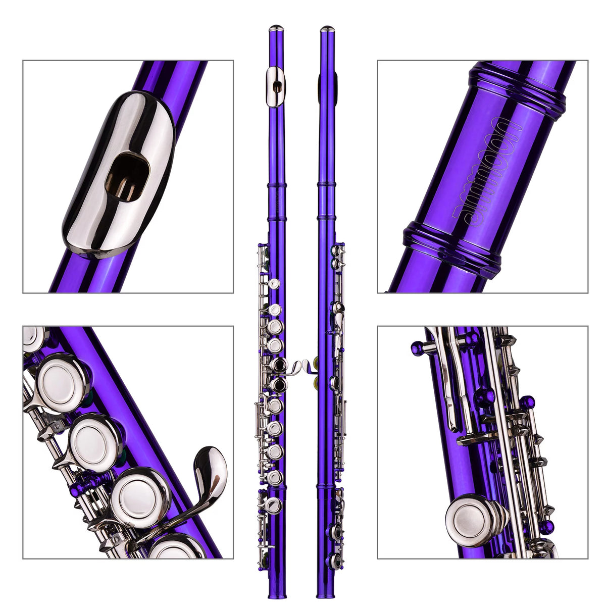 16 Keys Cupronickel Nickel-plated Closed Hole C Flute with Carry Case H782167