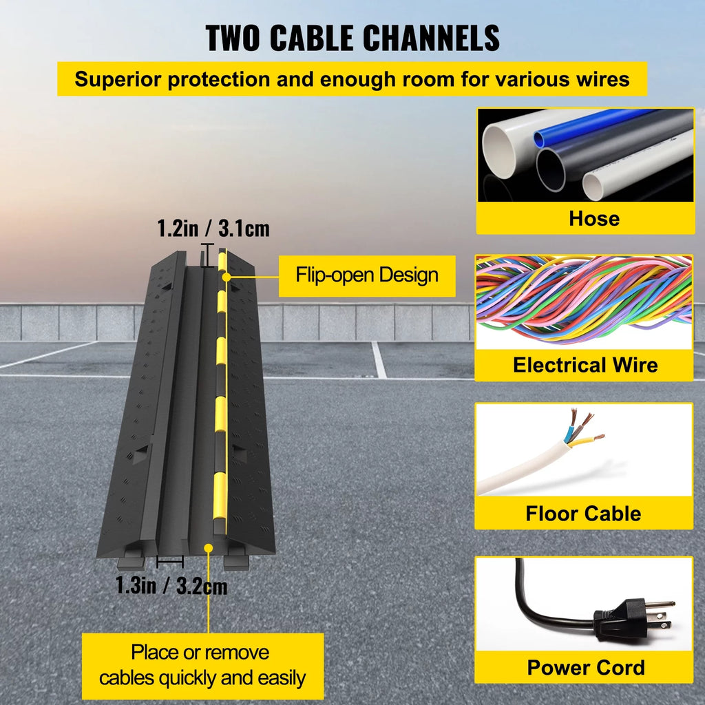 2 Channel 2 Pack Rubber Cable Protector Ramp I5325