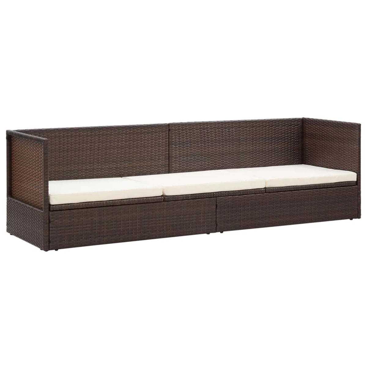 Outdoor Bed with Cushion Pillows Poly Rattan Brown F192933
