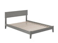 Grey Full Low Profile Wood Platform Bed Frame with Panel Headboard F468