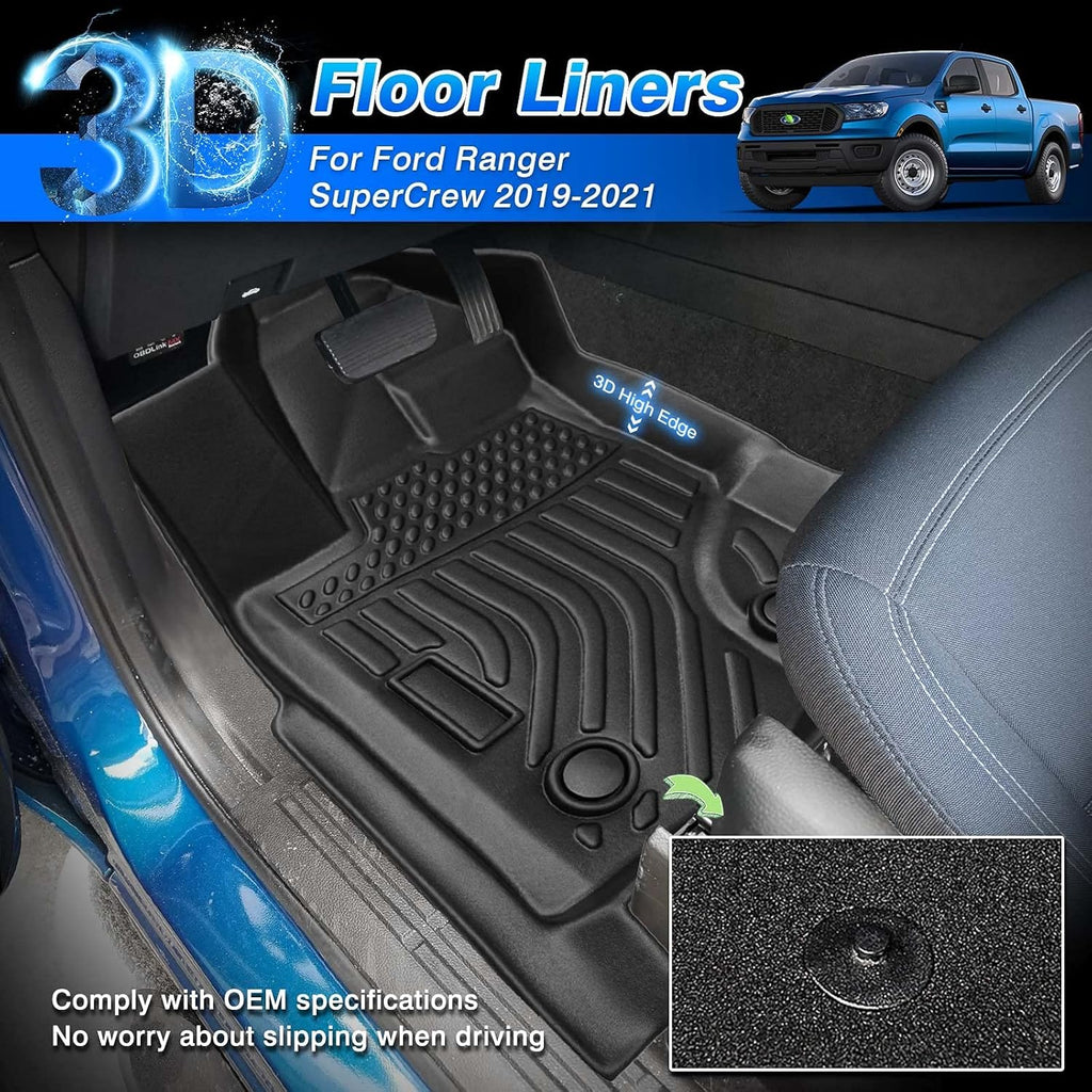 All Weather Floor Liners for Ford Ranger Super Crew TPE G167
