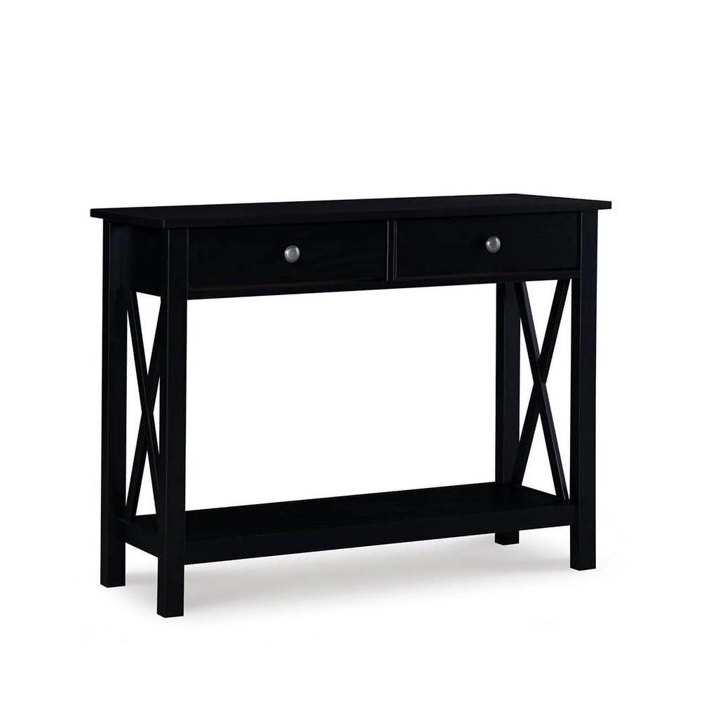 Black 2-Drawer Solid Wood Console Table R355