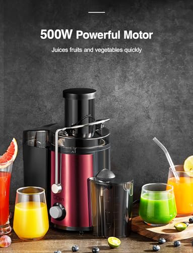 800W Centrifugal Juicer Extractor with Wide Mouth 3” Feed Chute, Stainless Steel, Black D2698