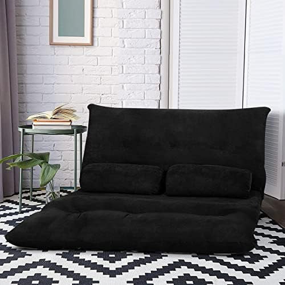 Beige 6-Position Adjustable Floor Sofa Couch with 2 Pillows O12767