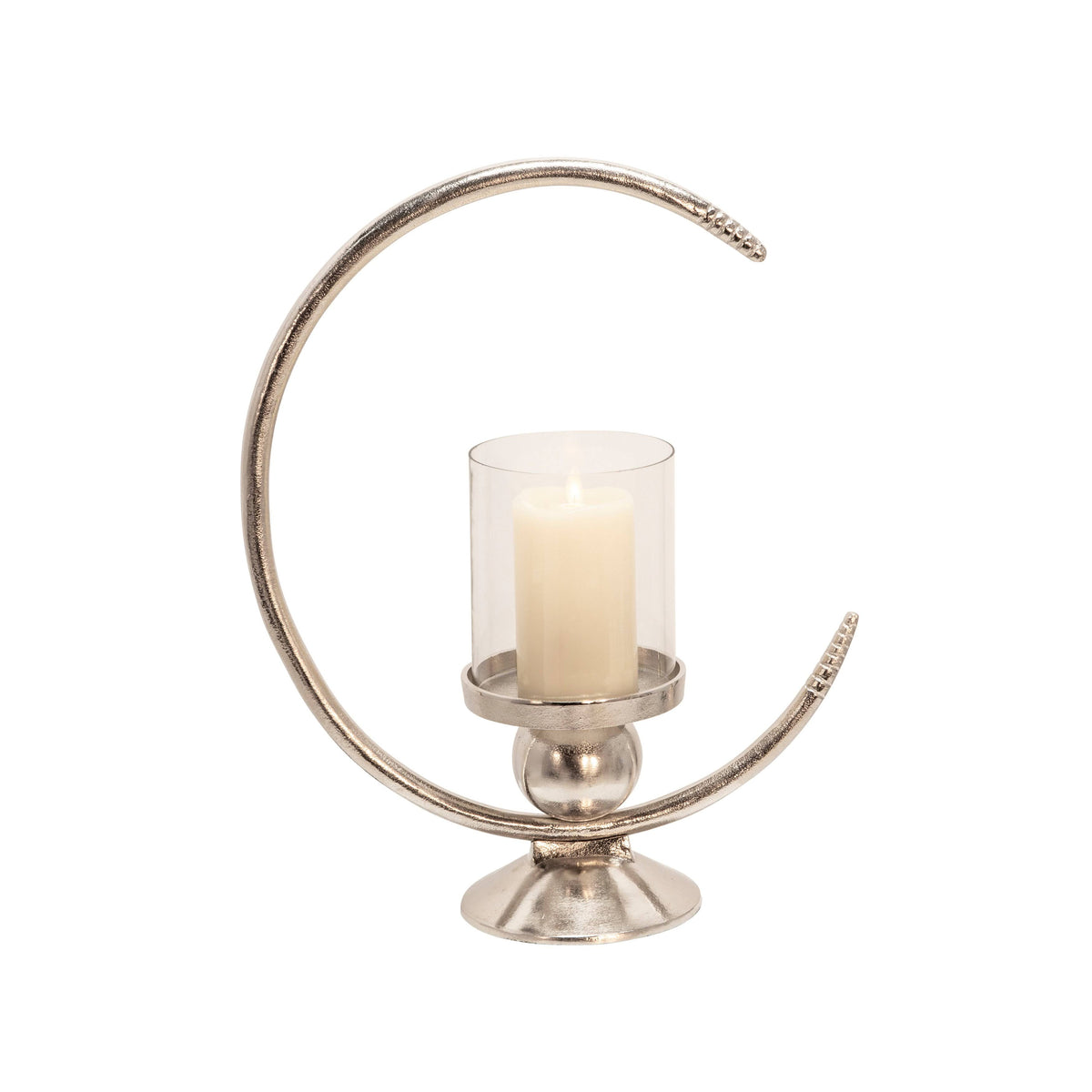 19 in. Aluminum Ring Candle Holder with Glass G656