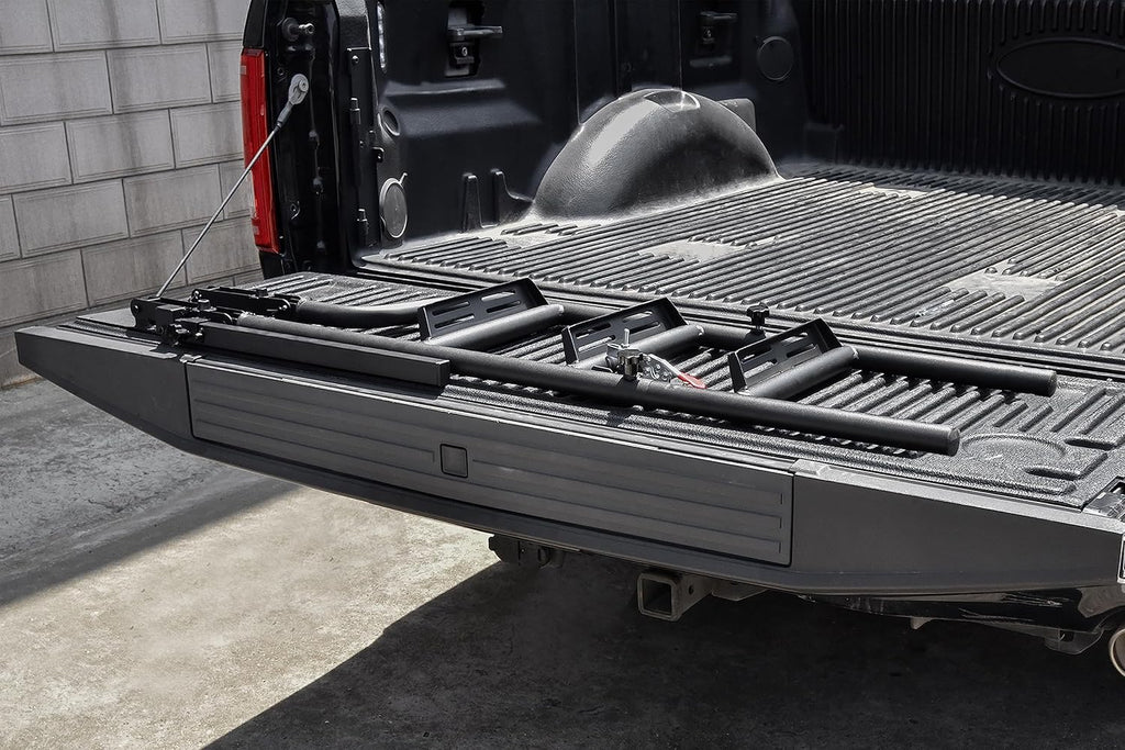 45" Foldable Pickup Truck Tailgate Ladder with Grab Handle, Heavy Duty Folding Tailgate Step Ladder I7366