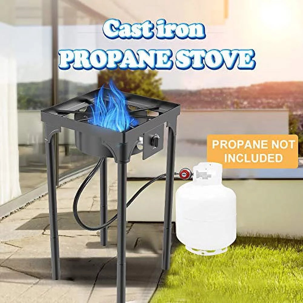 Portable Propane Stove, Single Burner with Gas Hose, Detachable Legs Q65931