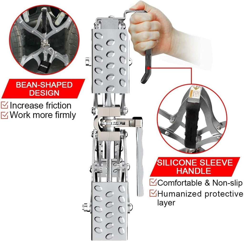 2 Sets X-Shape Wheel Chocks with Integrated Wrench and Anti-Theft Code Lock B8239