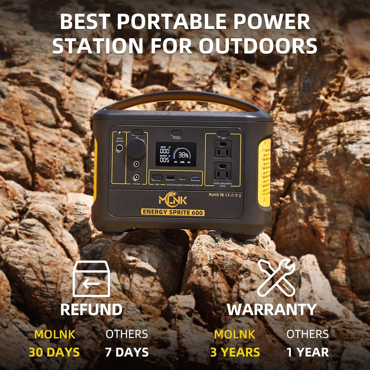 Portable Power Station 600W 540Wh Lithium Battery Pack with AC Outlets Z703160