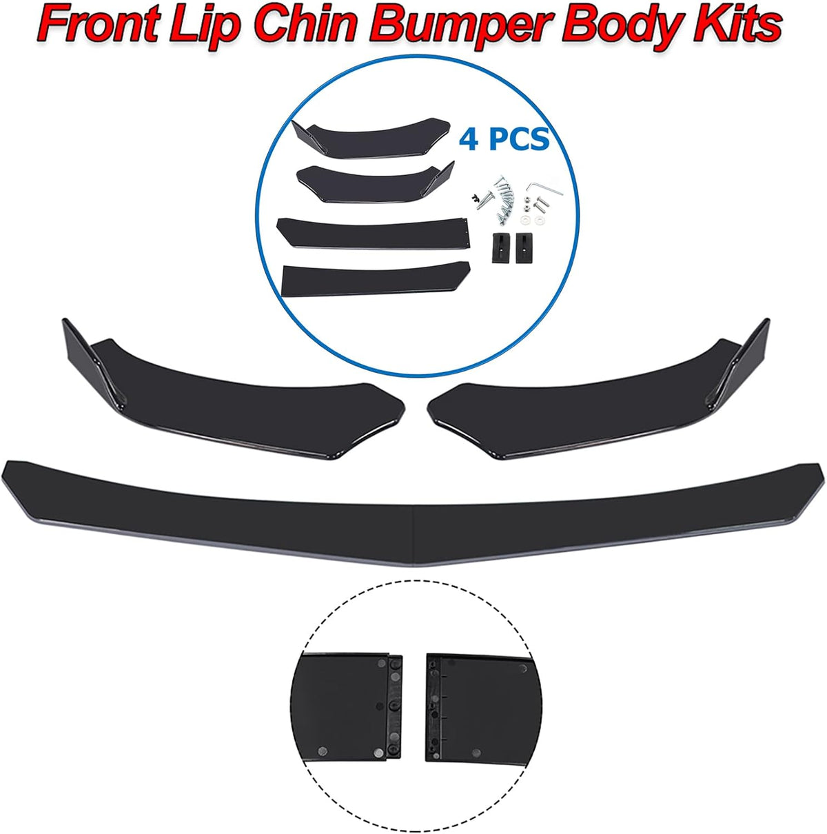Universal Front Bumper Lip Chin Spoiler PP Pack of 2 I588