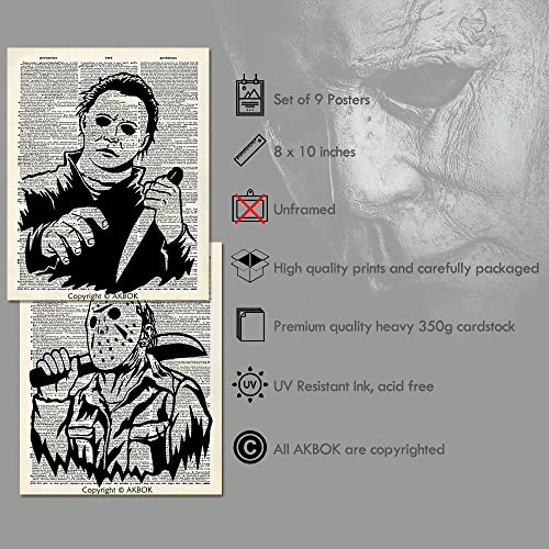 Vintage Horror Movie Newspaper Art Prints 8”X 10” Unframed 9Pcs R497