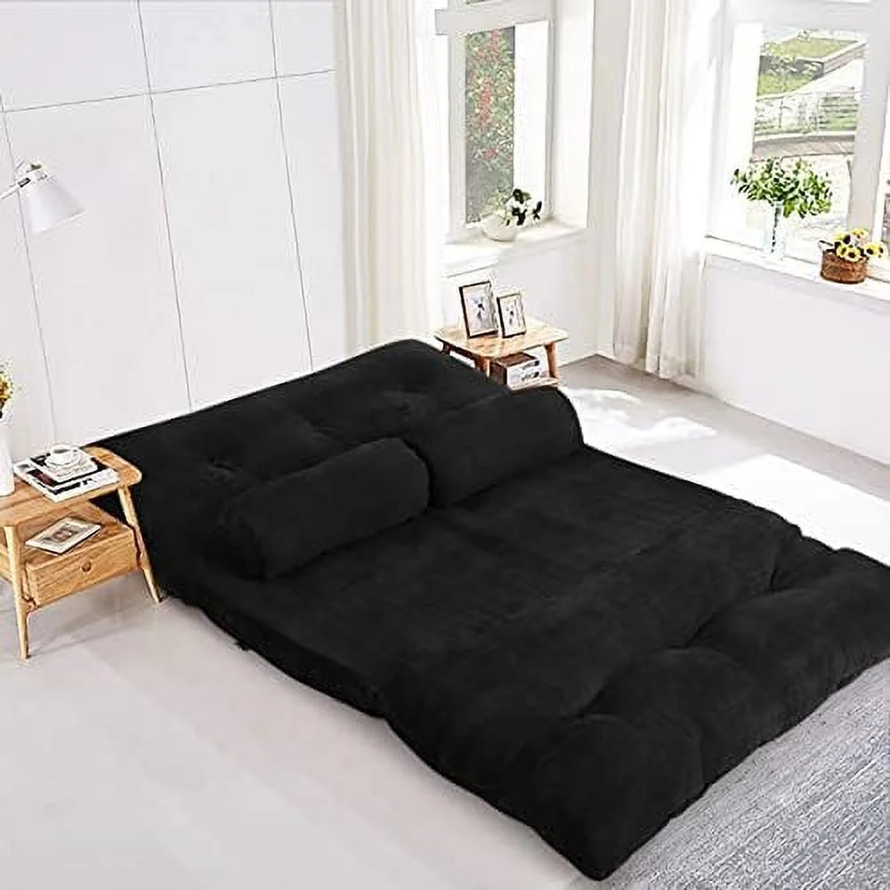 Beige 6-Position Adjustable Floor Sofa Couch with 2 Pillows O12767