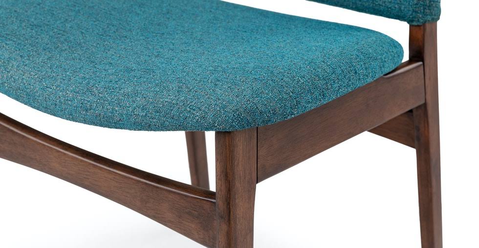 Blue Fabric Dining Chair with Walnut Frame S672