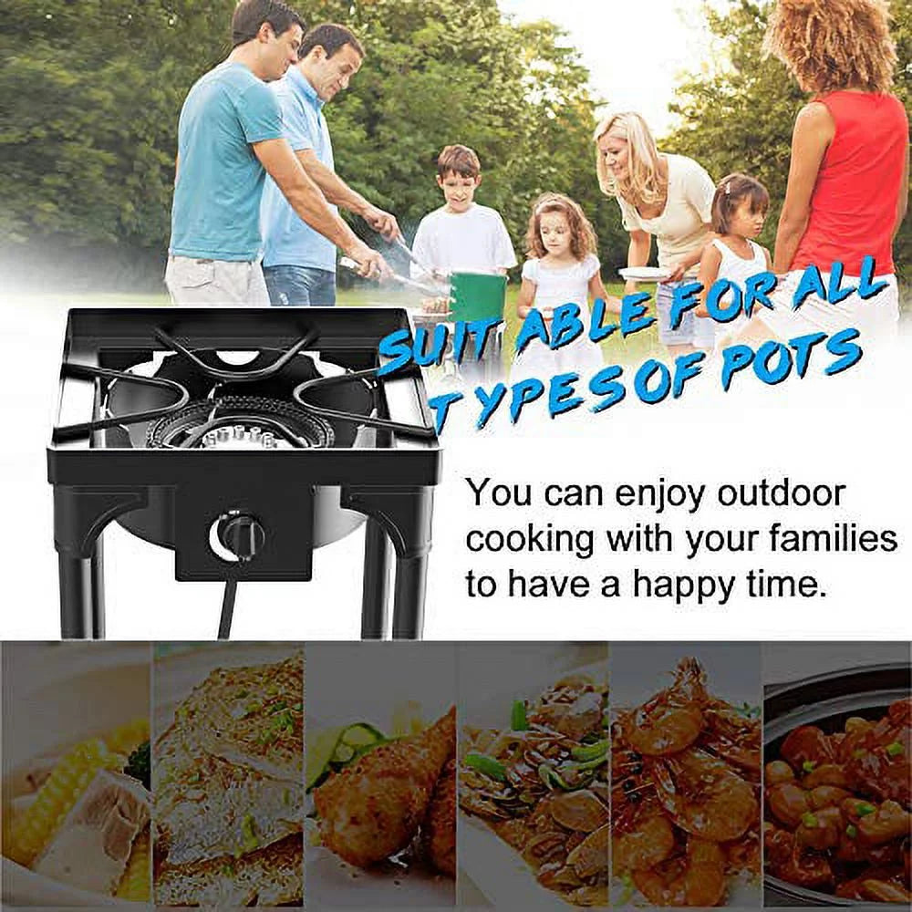 Portable Propane Stove, Single Burner with Gas Hose, Detachable Legs Q65931