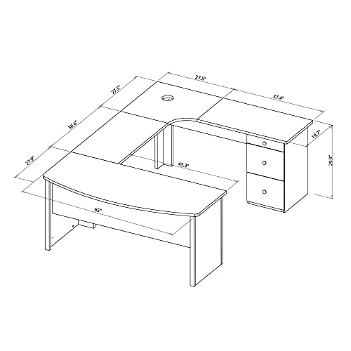 Walnut U-Shaped Executive Desk Q794435