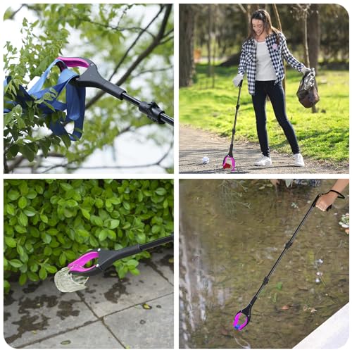 Pink Foldable Reacher Grabber Tool with 360° Rotating Jaw D2441