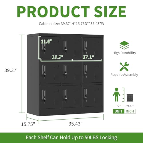 Black Steel Storage Locker with Lock and Card Slot P788