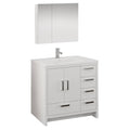 36x22 Glossy White Free Standing Bathroom Cabinet K5357