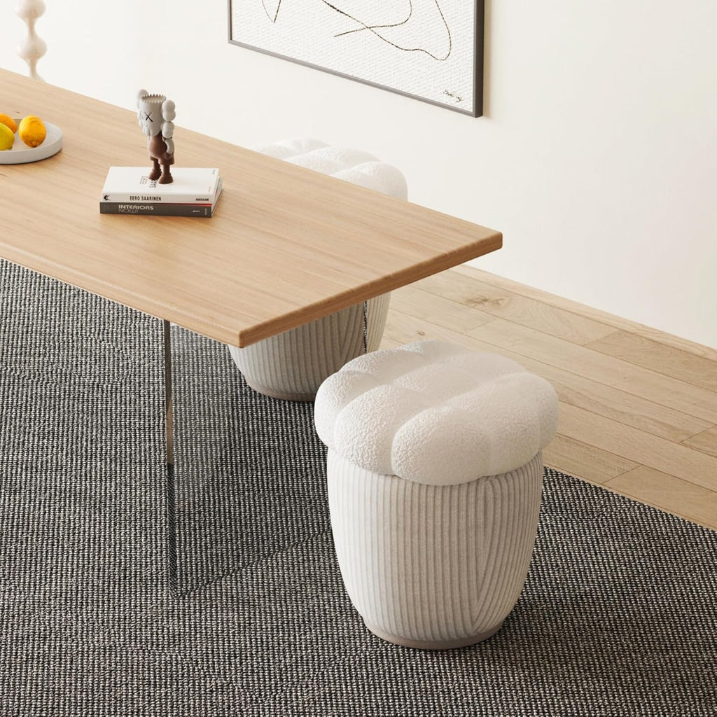 White Round Ottoman with Removable Lid R94092