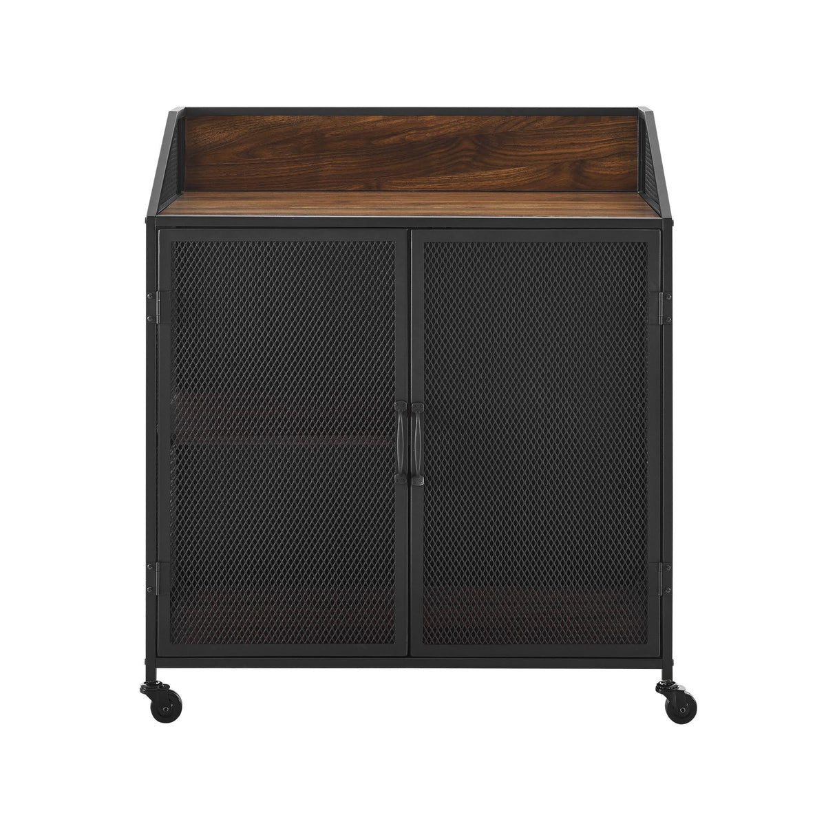 Dark Walnut Industrial Bar Cabinet Z818605