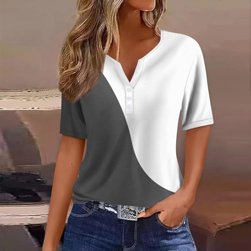 Womens V Neck Short Sleeve Tunic Tops C5135