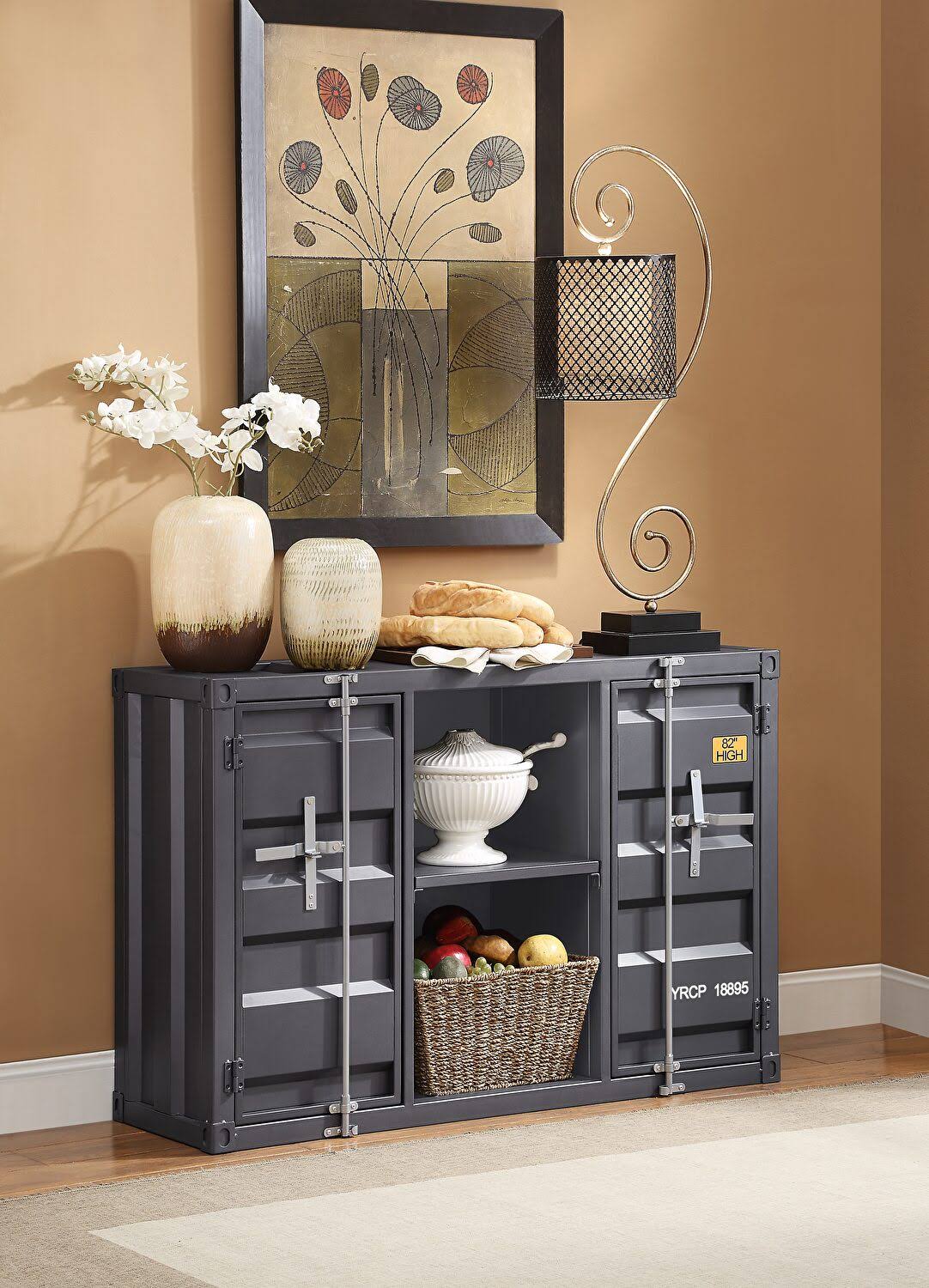 Counter Height Table Antique Walnut Gunmetal X915620