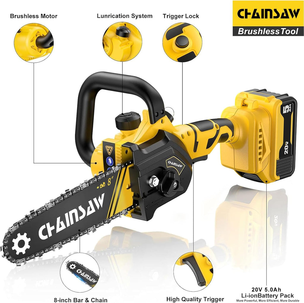 Mini Chainsaw 8 Inch Brushless Cordless Pruning Chainsaw M922