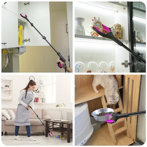 Pink Foldable Reacher Grabber Tool with 360° Rotating Jaw D2441