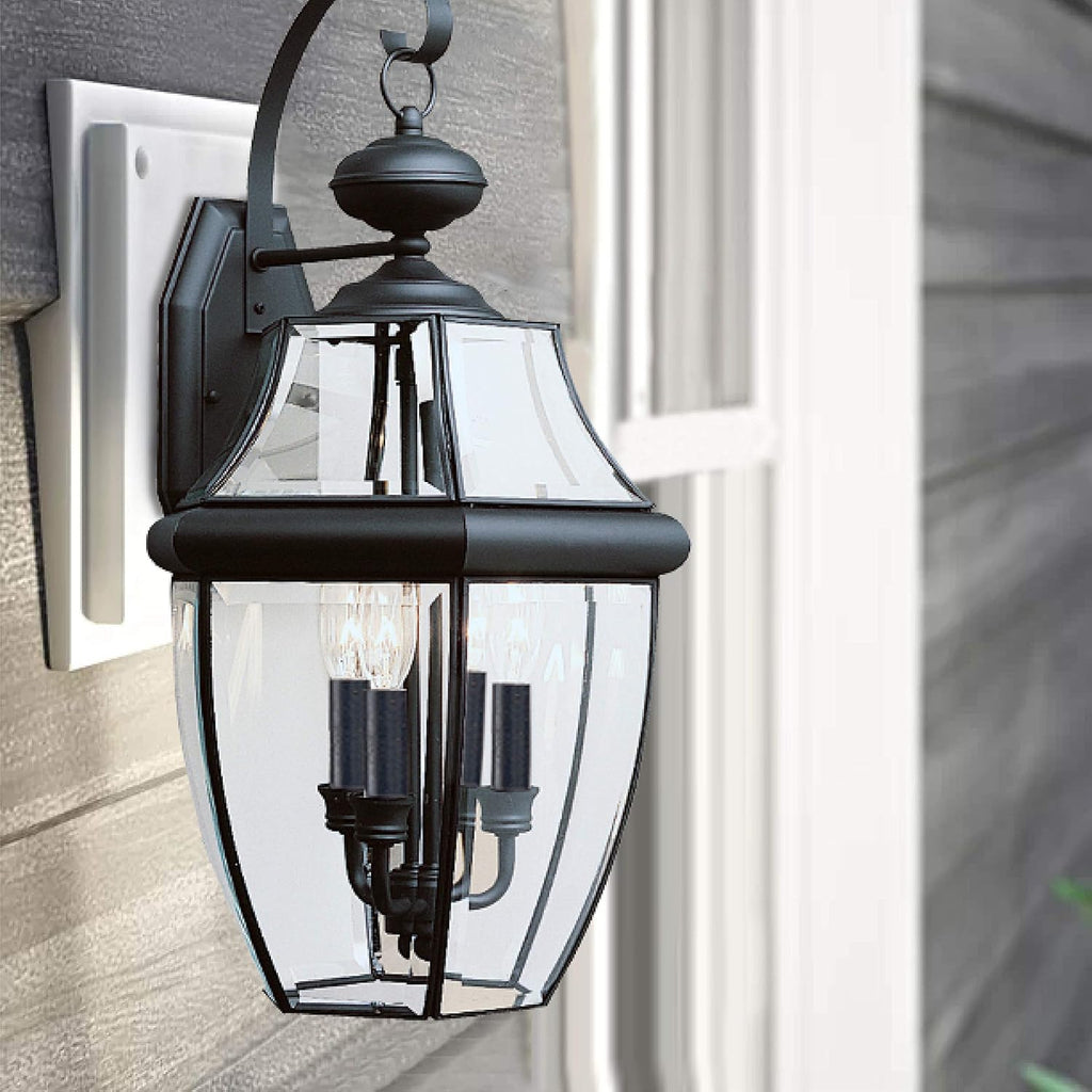 Black Three-Light Outdoor Wall Lantern R834