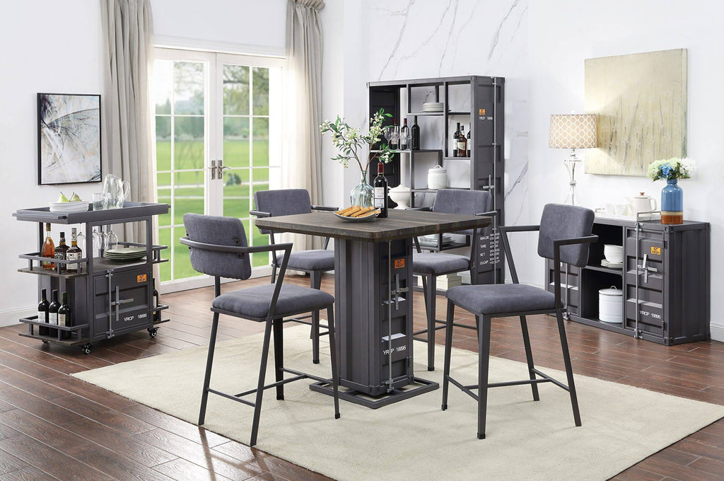 Counter Height Table Antique Walnut Gunmetal X915620