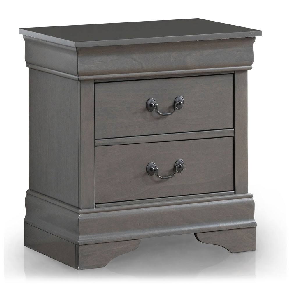 Grey Solid Wood Nightstand D1462